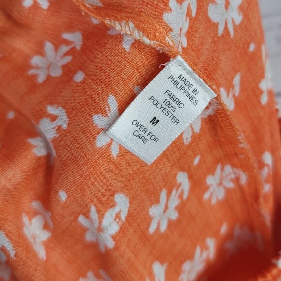Victoria's Secret Lounge PJ Pants Orange Medium Pull On Wide Leg Floral VTG - Picture 5 of 5
